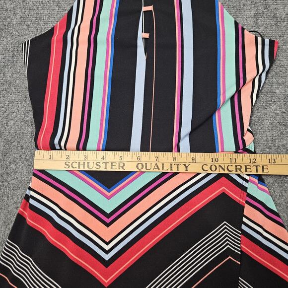 Candies Maxi Dress Sz Small Fit & Flare Chevron Striped Sleeveless Flowing Cinch - Picture 7 of 8